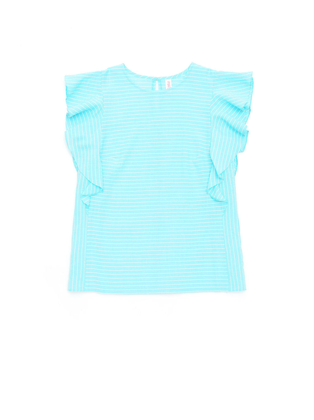 CONTE Блузка в полоску с широкими воланами LBL 1093 aqua blue-white