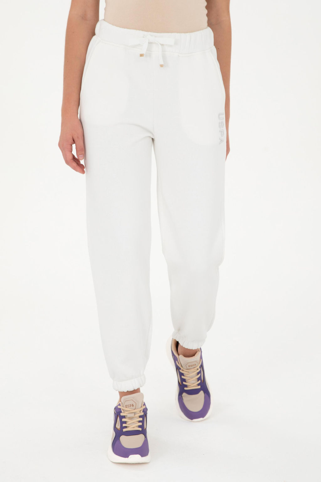 Женские спортивные штаны цвета экрю - U.s. polo assn фото 2