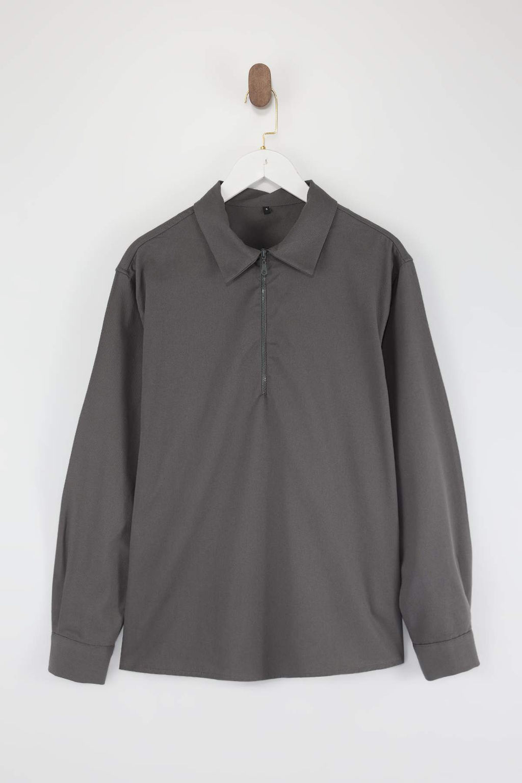 Antrasit Regular Fit Gabardin Polo Yaka Erkek Gomlek TMNSS26GO00003 - Trendyolmilla фото 4