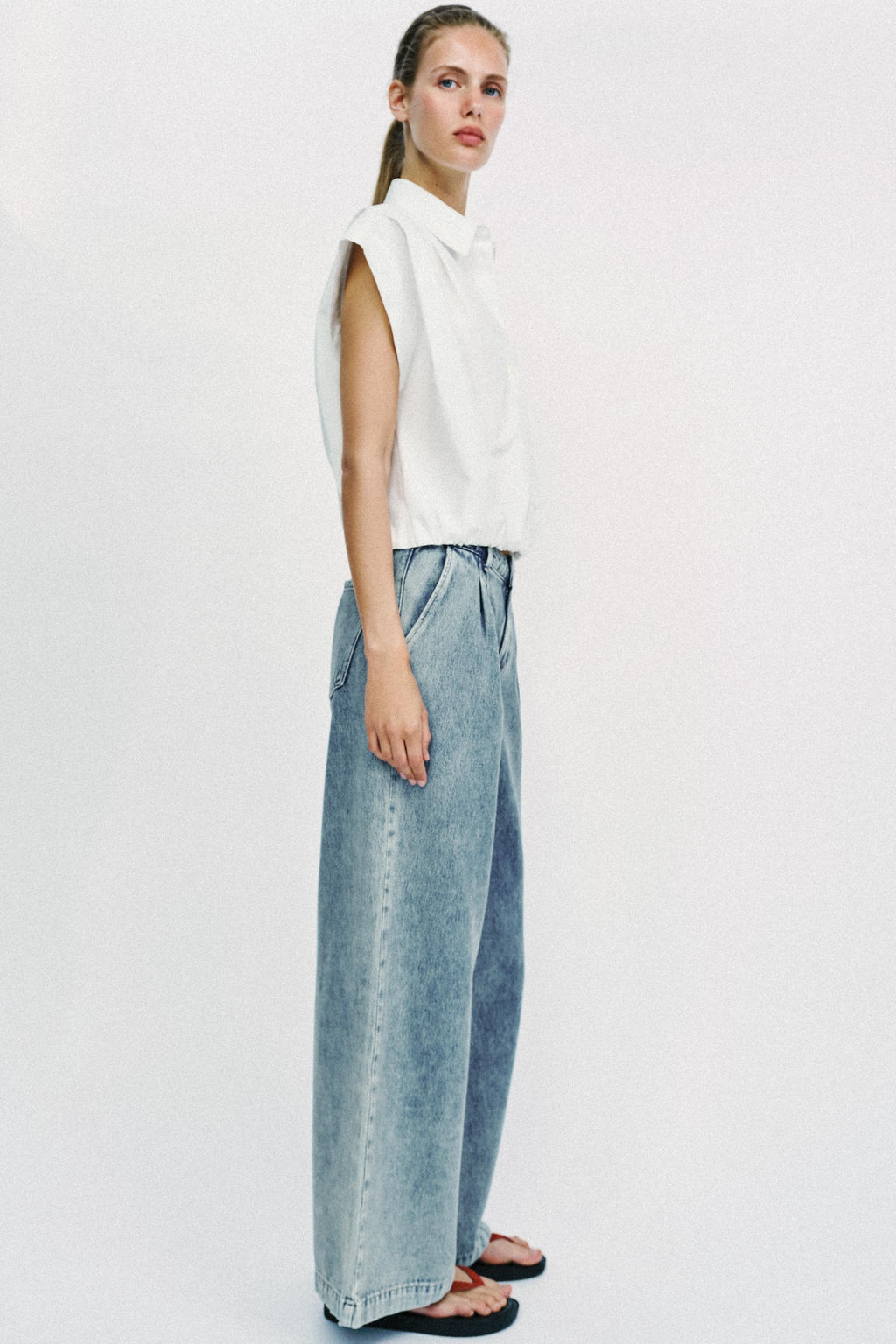 JEANS Z1975 WIDE LEG PINZAS / Azul claro - Zara фото 5