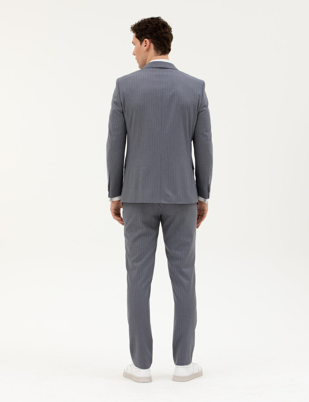 Koyu Mavi Ex. Slim Fit _izgili Tak_m Elbise