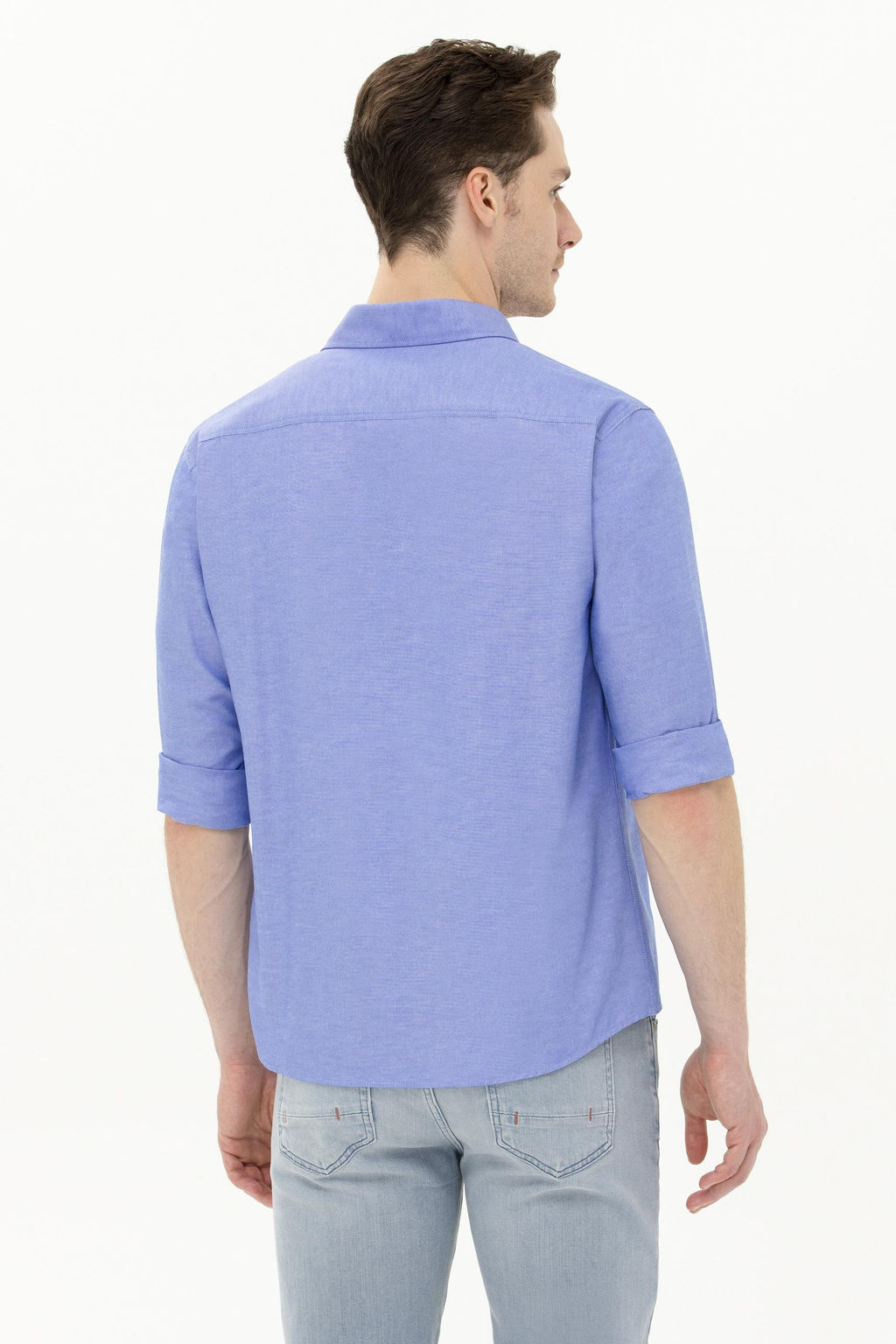 Мужская синяя базовая рубашка с длинным рукавом Неожиданная скидка в корзине - U.s. polo assn фото 5