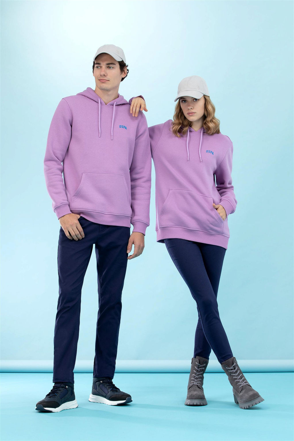 Сиреневый базовый свитшот с капюшоном (унисекс) - U.s. polo assn фото 2