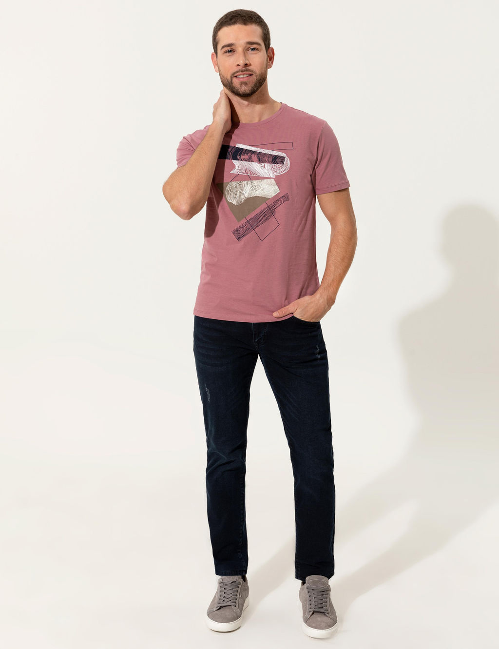 G_l Kurusu Slim Fit Bisiklet Yaka Ti__rt