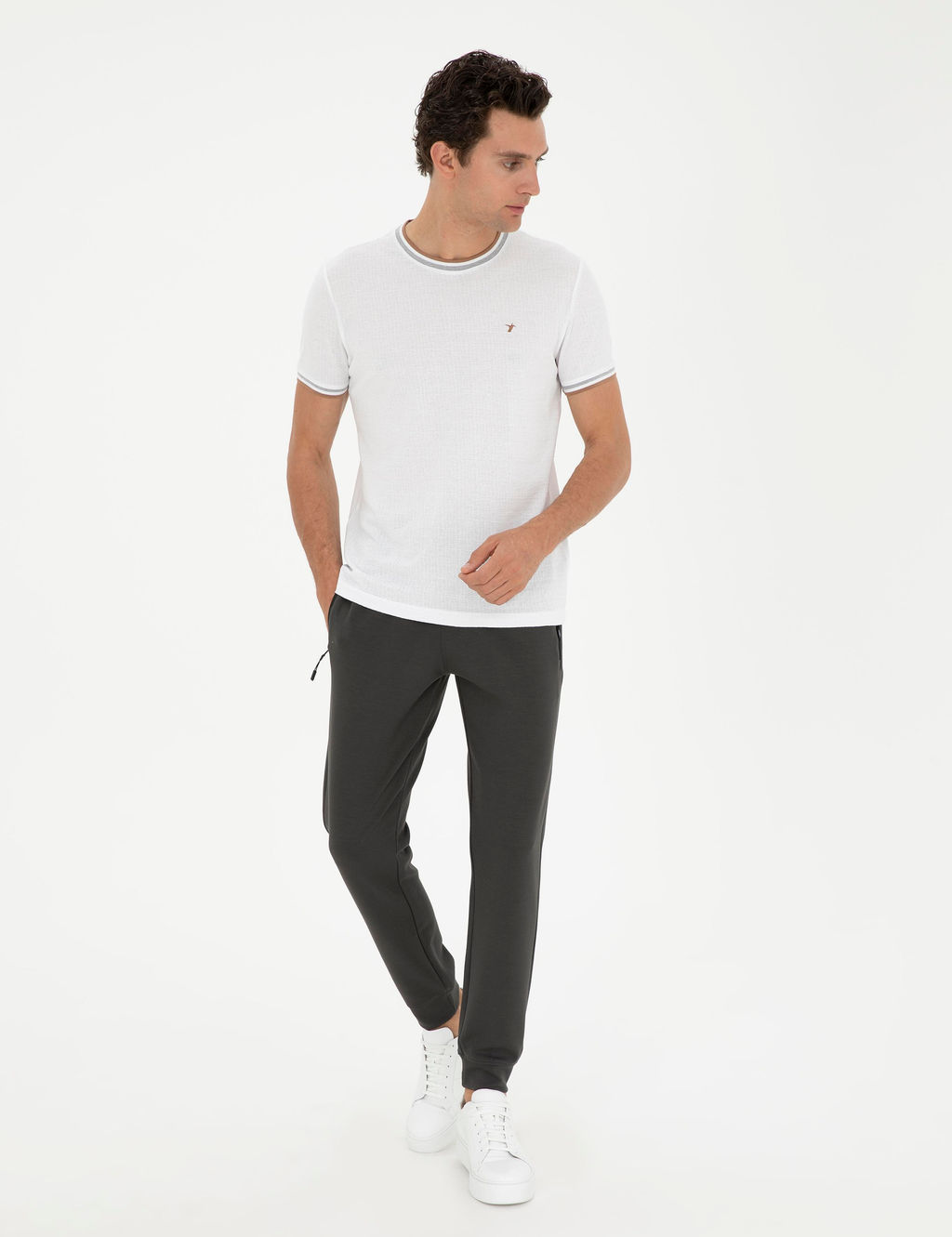 Gri Slim Fit Lastik Pa_al_ E_ofman Alt_