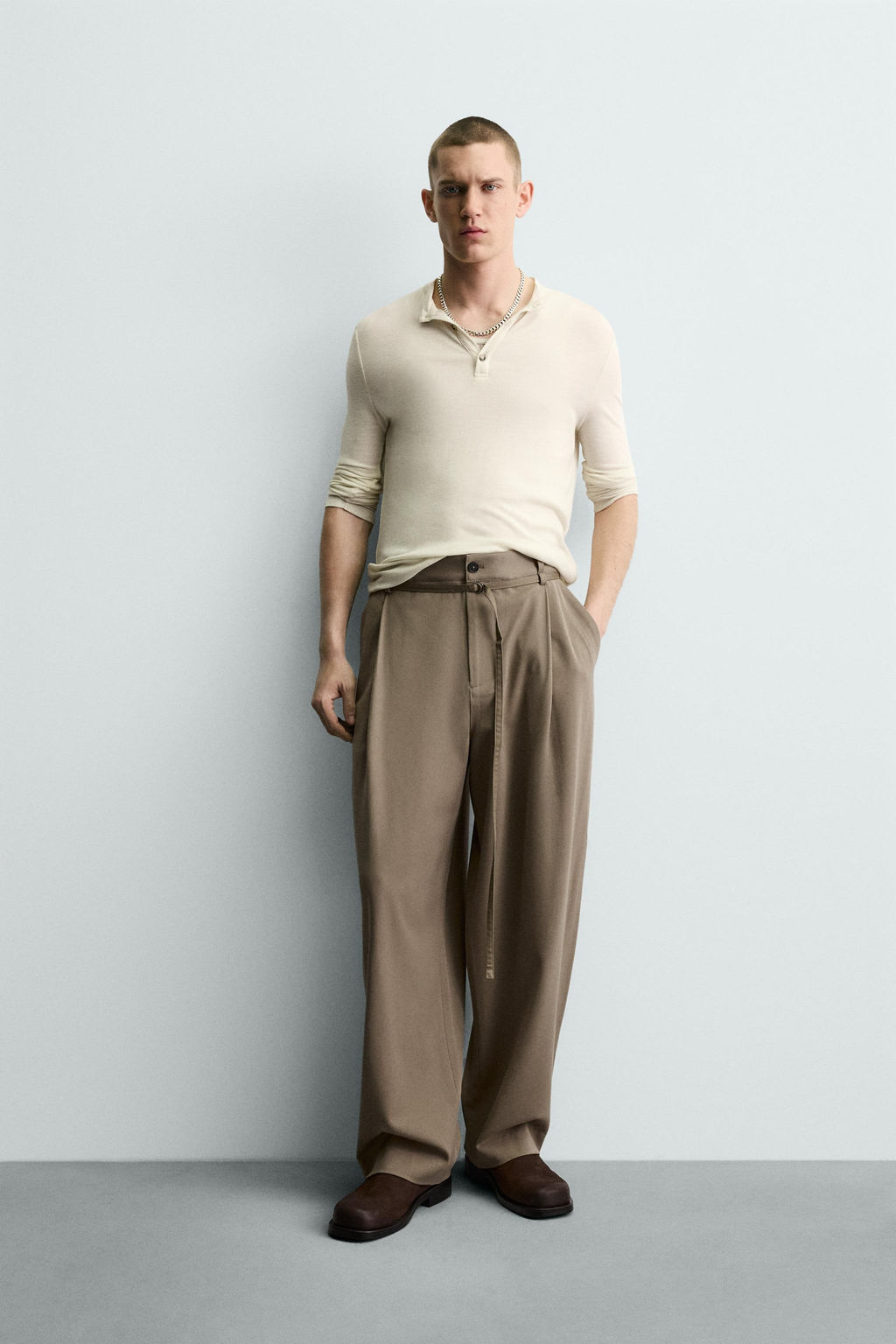 BALLOON FIT TROUSERS WITH PLEATS AND BELT - Zara фото 12