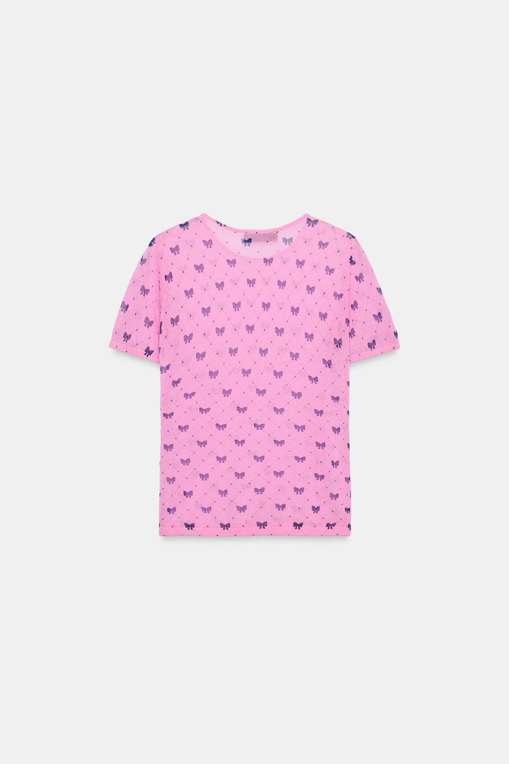 TOP LAZOS PUNTO FINO / Rosa fl?or - Zara фото 5