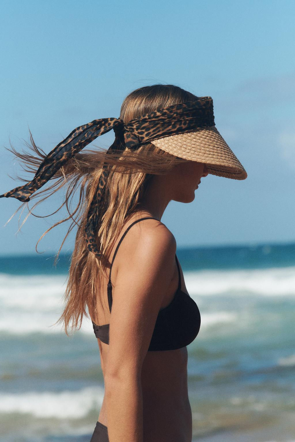 BRAIDED VISOR WITH ANIMAL PRINT SCARF - Zara фото 2