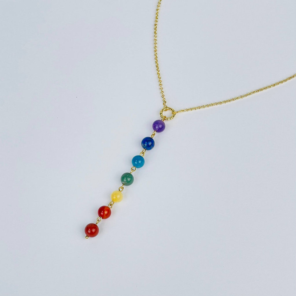 Колье на цепочке "7 чакр" с Самоцветами 38 см +