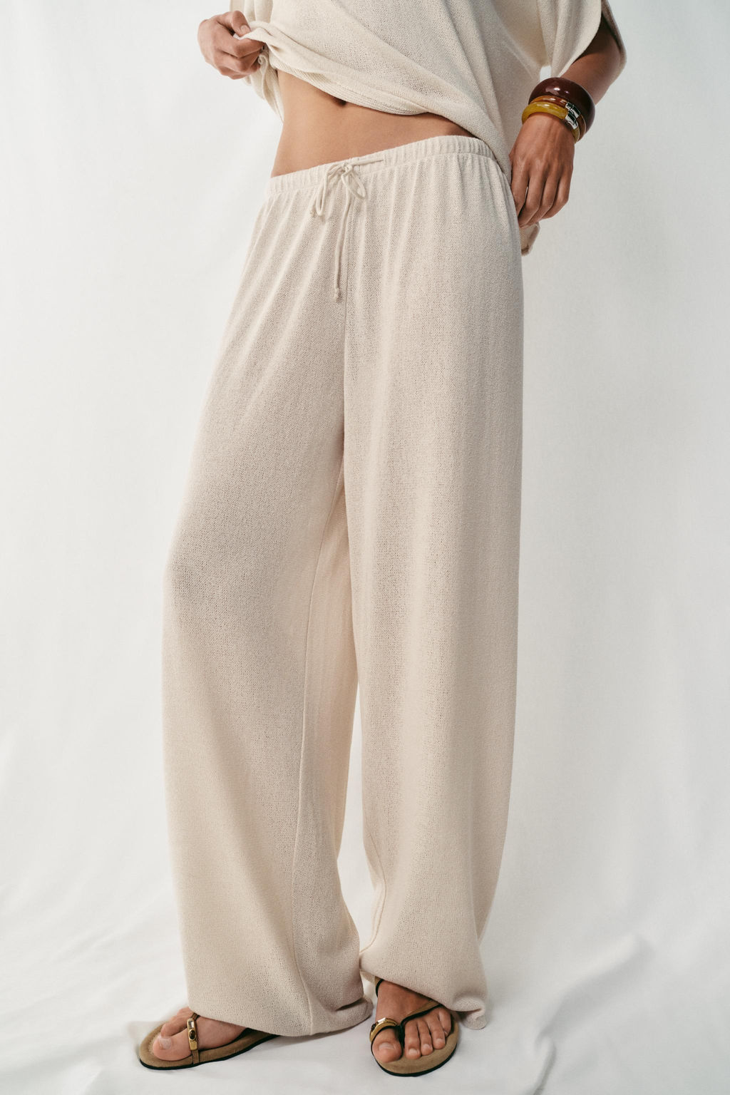 PANTAL?N R?STICO WIDE LEG / Beige claro - Zara фото 2