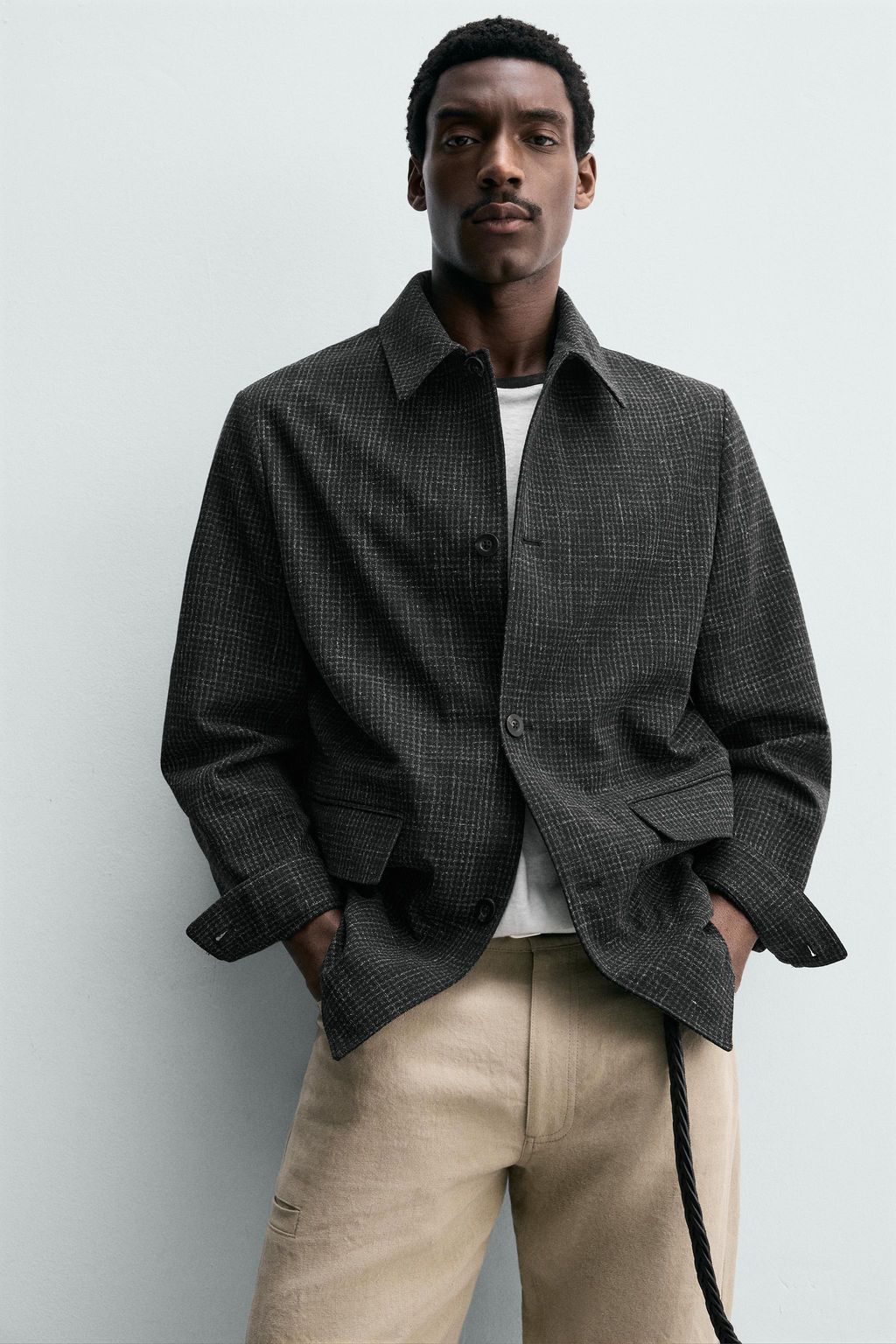 BLAZER RELAXED FIT ESTRUCTURA WAFFLE / Negro - Zara фото 5