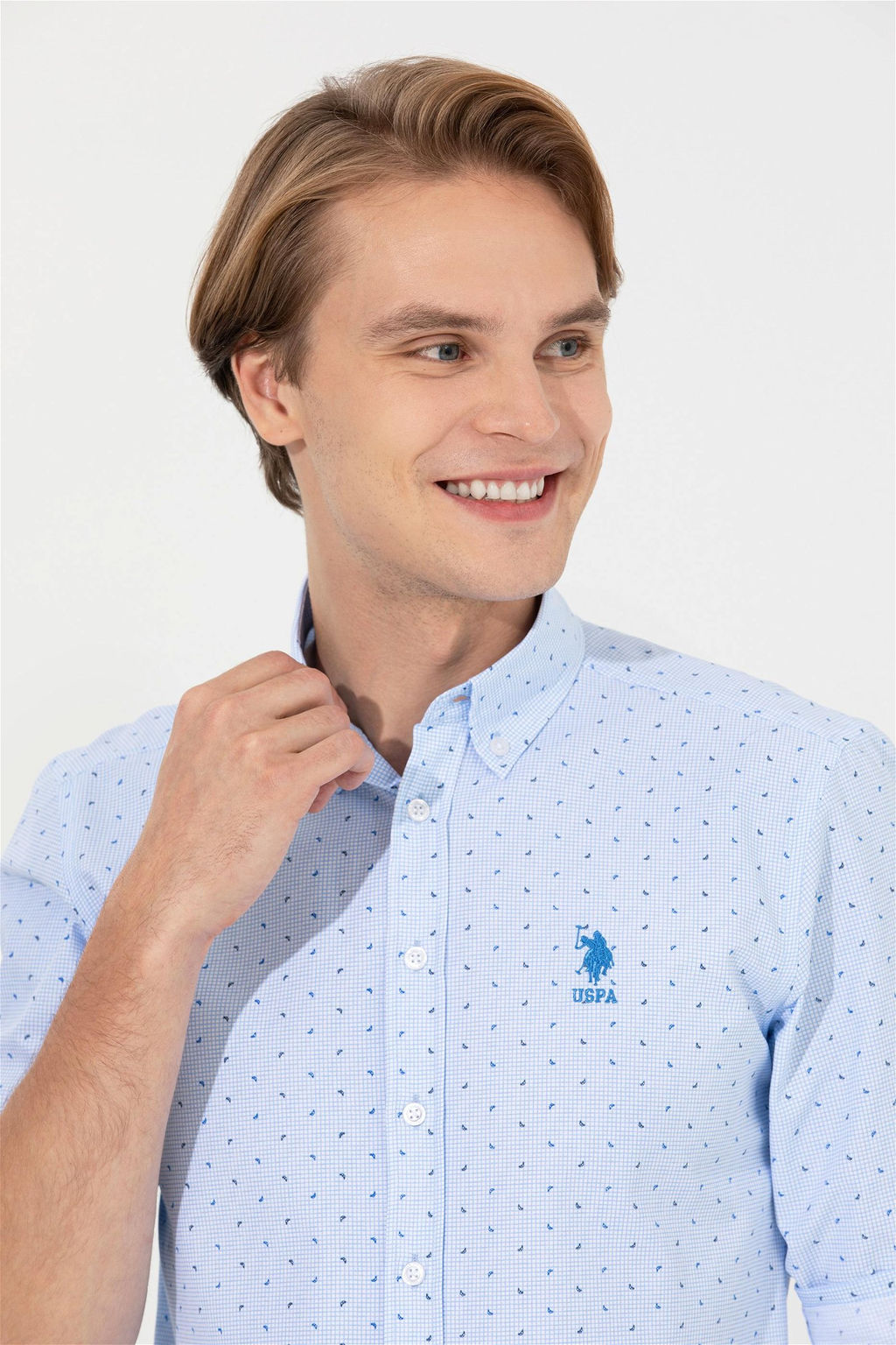 Мужская голубая рубашка с длинным рукавом - U.s. polo assn фото 3