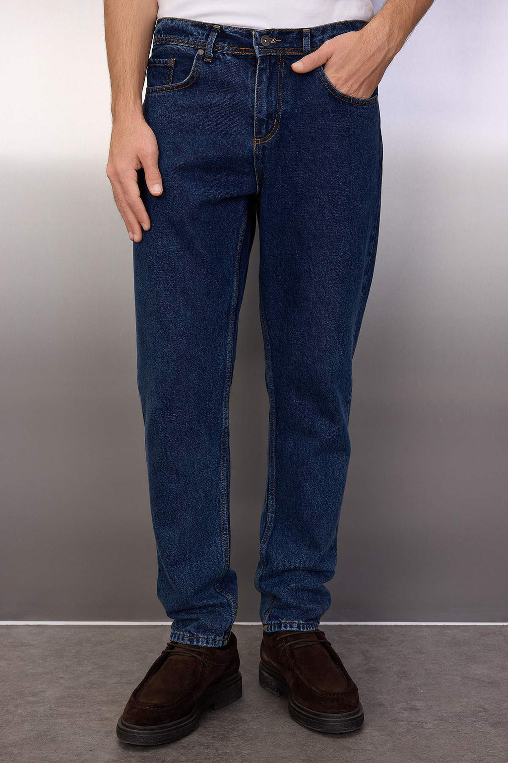 Lacivert %100 Pamuk Essential Fit Jeans Kot Pantolon TMNAW23JE00104