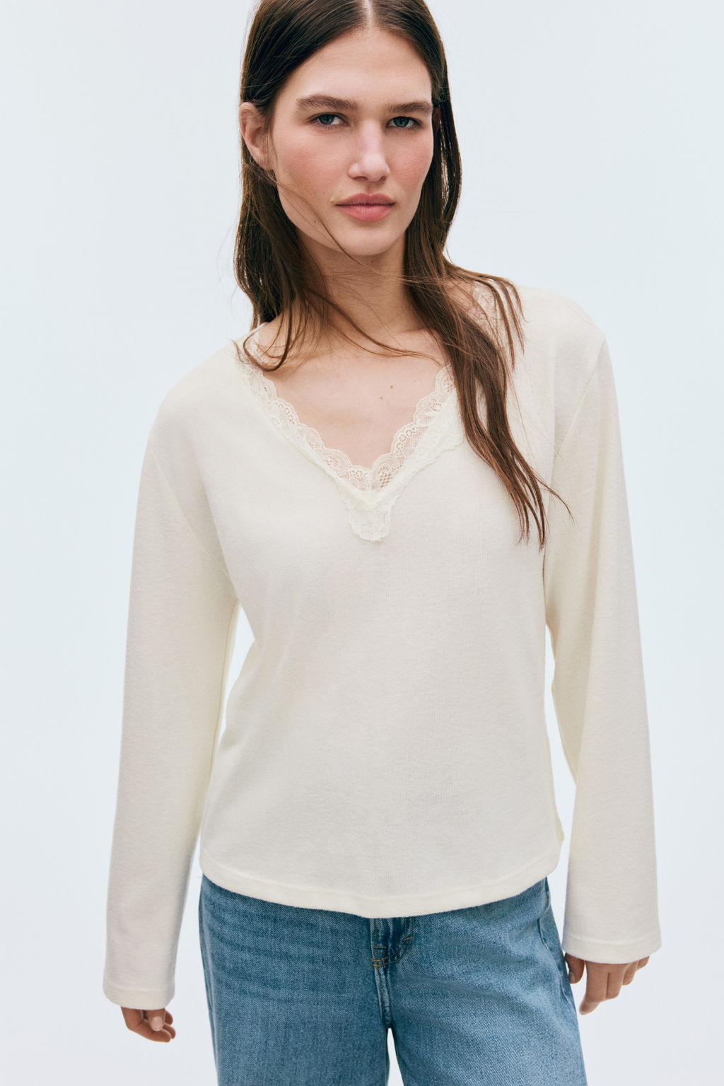 Top de punto con ribete de encaje - H&m фото 4