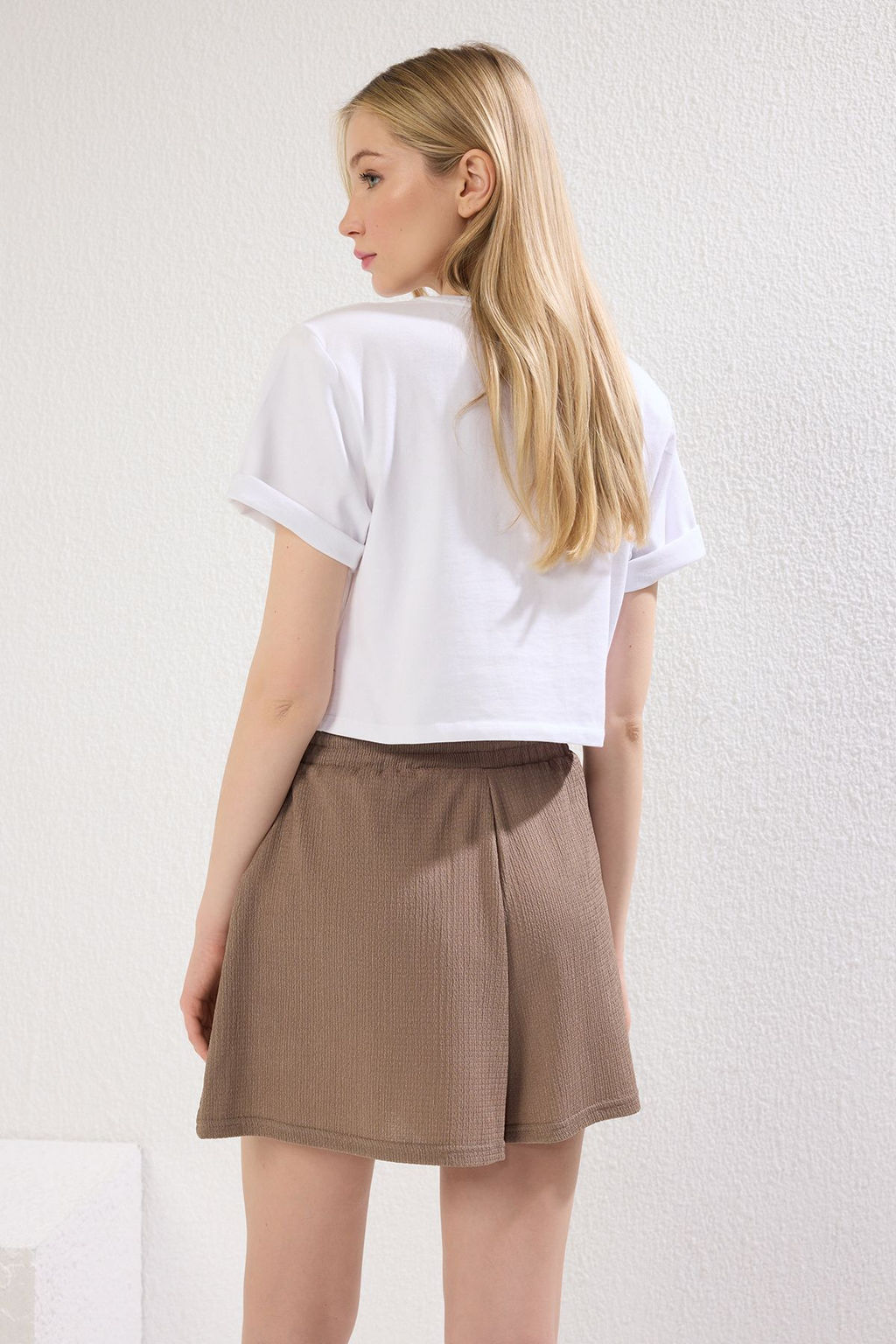 Siyah-Vizon Burumcuk Relaxed/Rahat Kal?p K?sa Esnek Orme Sort & Bermuda TWOSS25SR00087