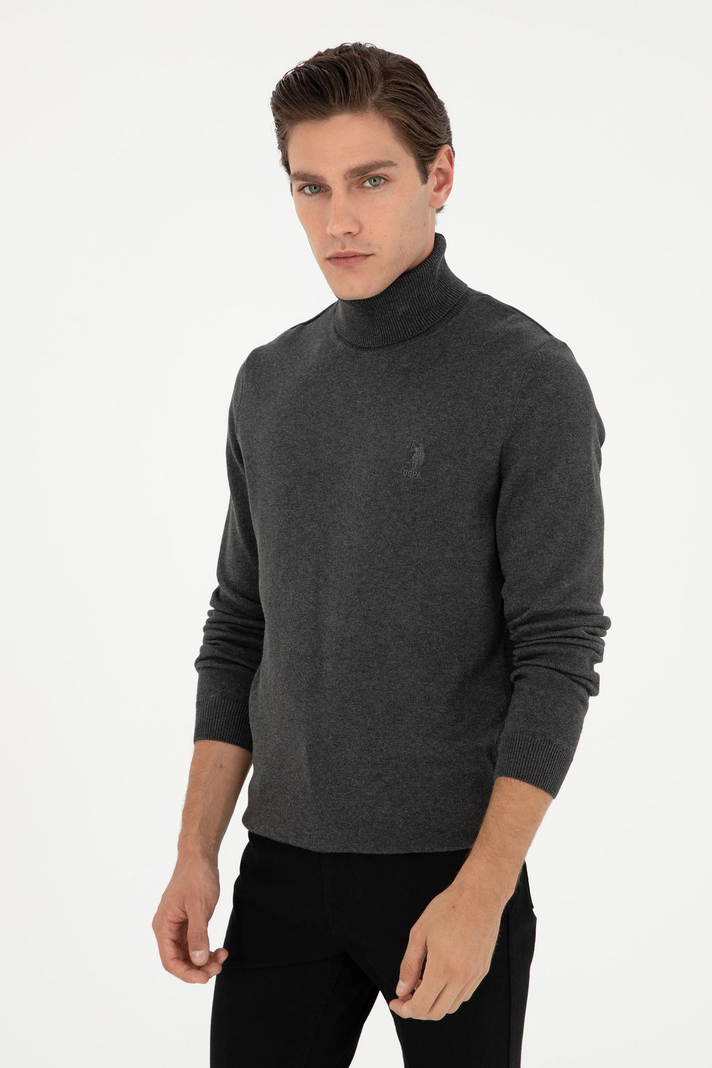 Мужской базовый свитер антрацитового меланжа Неожиданная скидка в корзине - U.s. polo assn фото 3