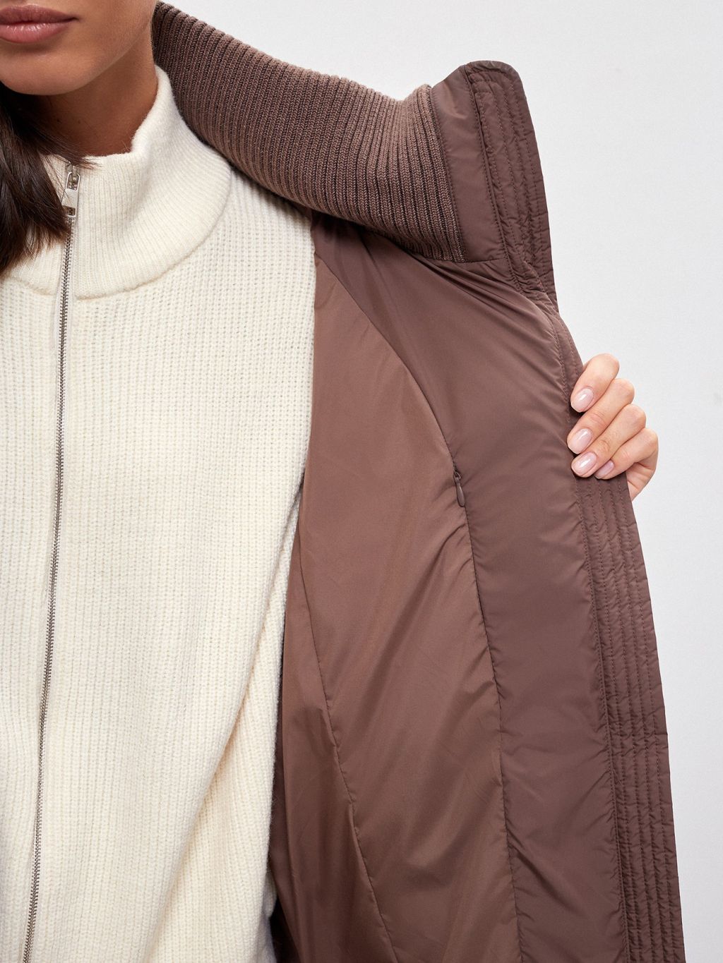 Conso/WDM 220509 - coffee Пуховое Полупальто фото 7