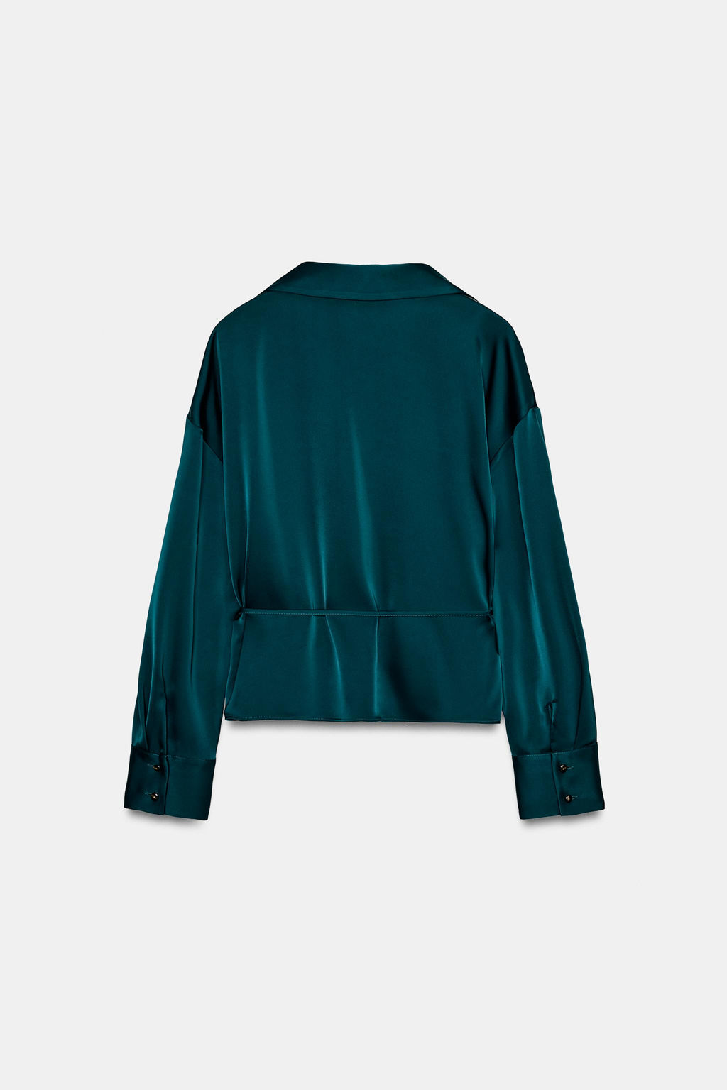 BLUSA SATINADA CINTUR?N / Verde pato - Zara фото 8