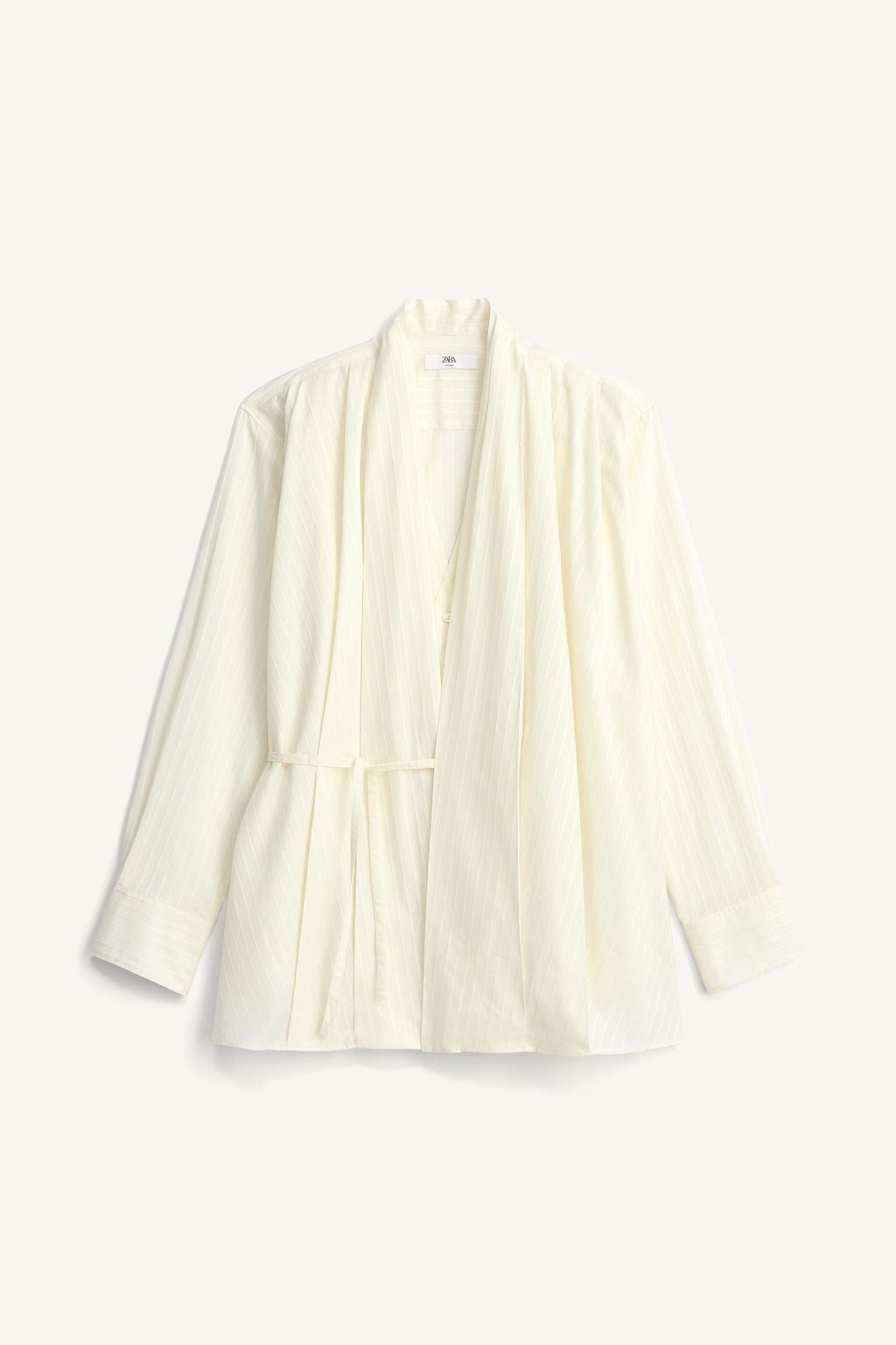 CAMISA KIMONO JACQUARD RAYAS / Crudo - Zara фото 6