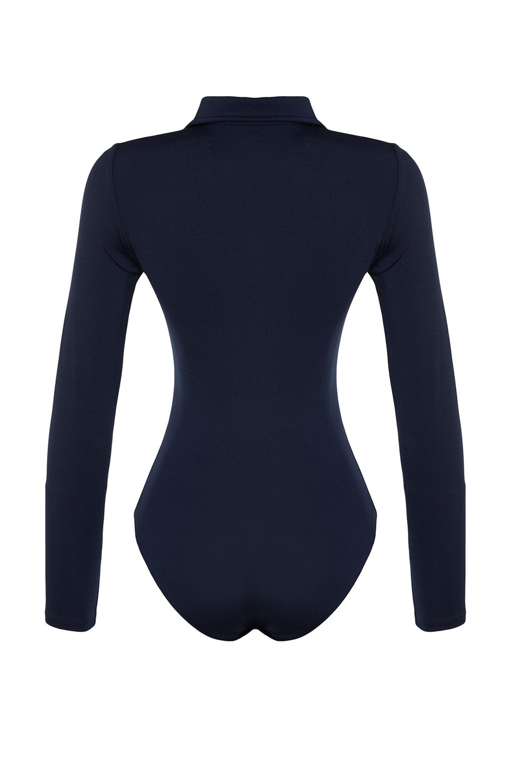 Lacivert Fermuar Yaka Detayl? C?tc?tl? Esnek Orme Body TWOAW24BD00005