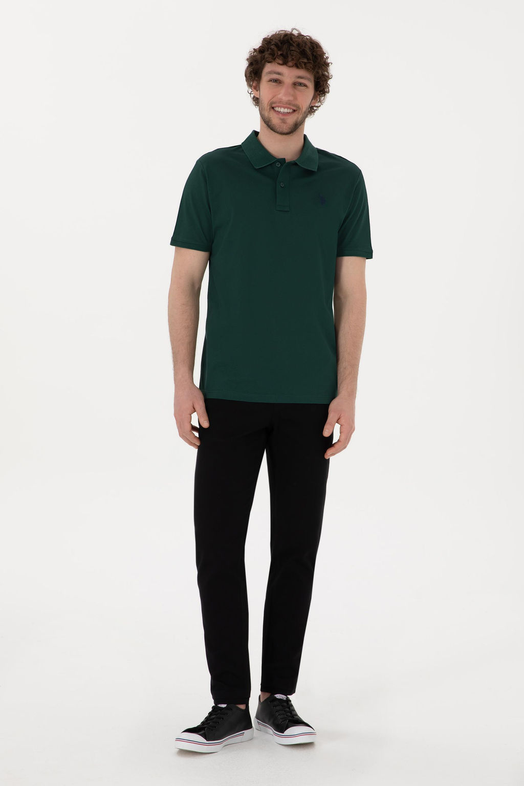 Erkek Regular Fit Polo Yaka Koyu Ye_il Basic Ti__rt Sepette S_rpriz _ndirim - U.s. polo assn фото 11
