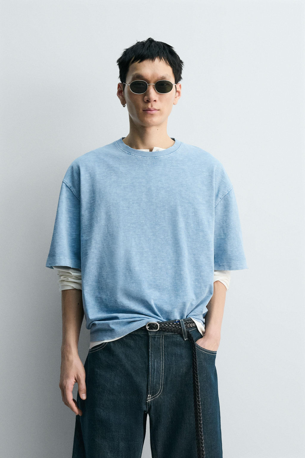 CAMISETA RELAXED FIT ESTRUCTURA FLAM? LAVADO / Azul - Zara фото 9