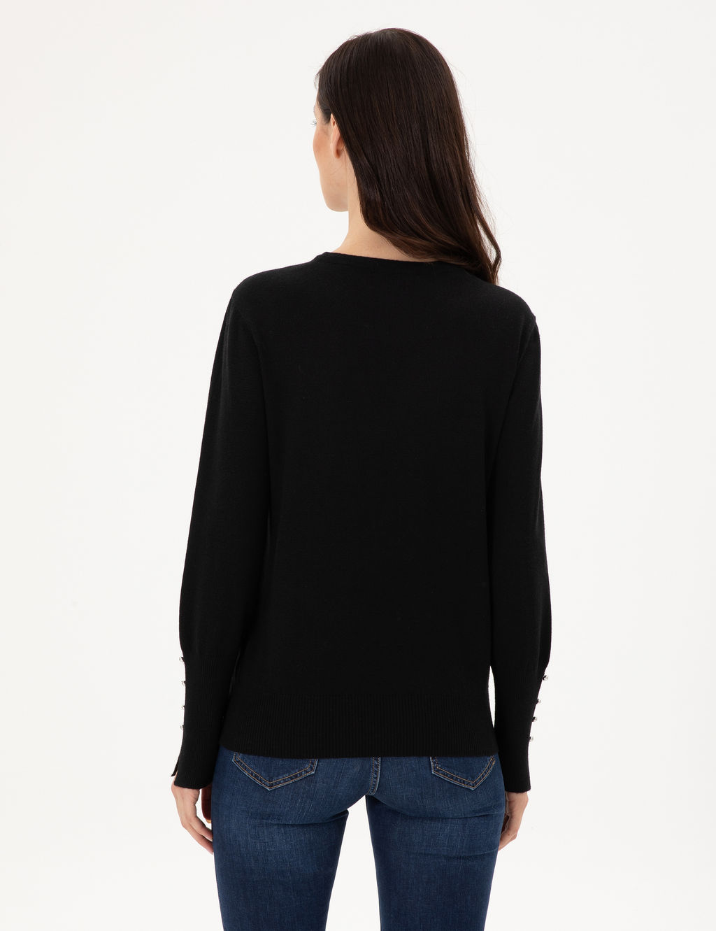 Siyah Slim Fit Basic Kazak