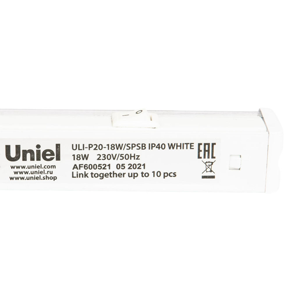 ULI-P20-18W/SPSB IP40 WHITE Светильник для растений светодиодный линейный, 560мм, выкл. на корпусе. Спектр для рассады и цветения. TM Uniel