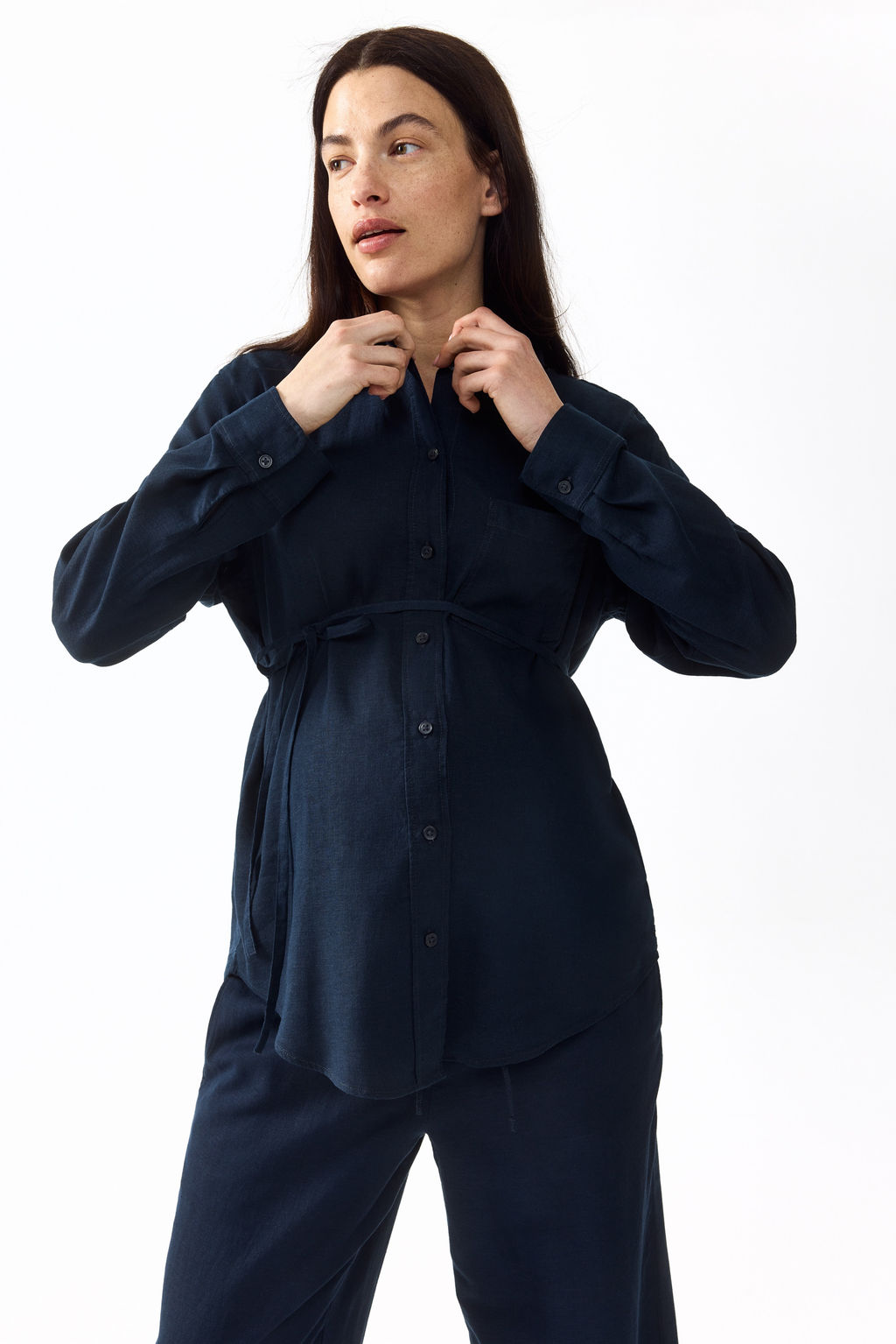 MAMA Camisa en mezcla de lino - H&m фото 6