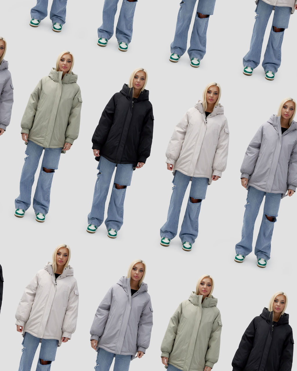 Куртка летучая мышь женская с капюшоном зимняя бежевого цвета 9630B - Mtforce фото 19