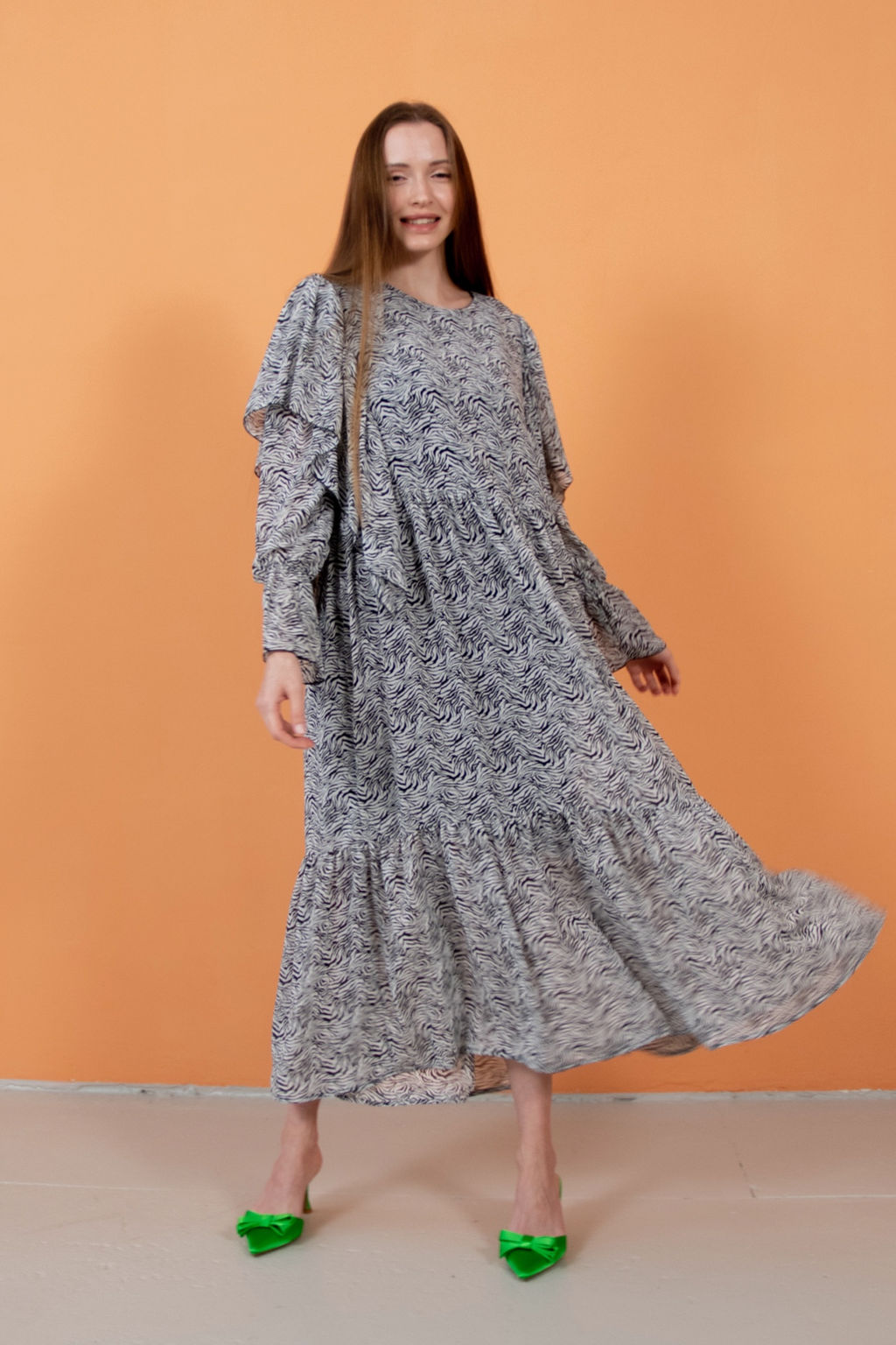 Платье шифон LOVE052/04/Белый, черный