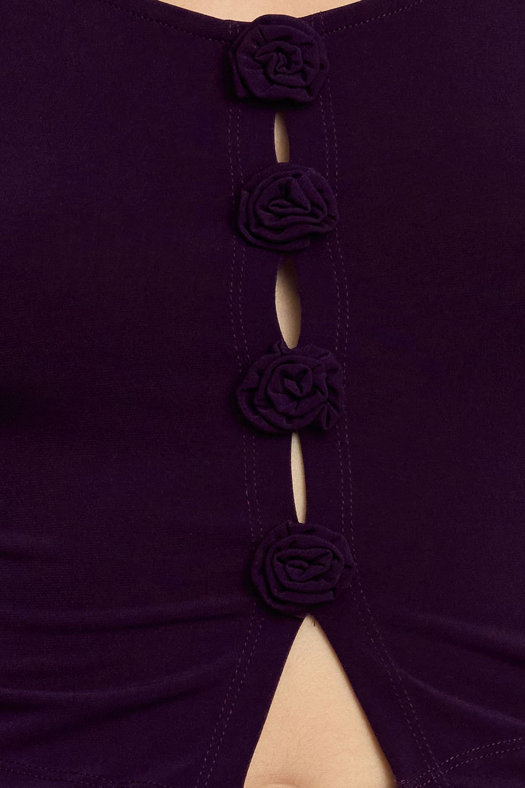 Mor Fitted/Vucuda Oturan Gul Detayl?Orme Bluz TWOAW25BZ00277 - Trendyolmilla фото 4