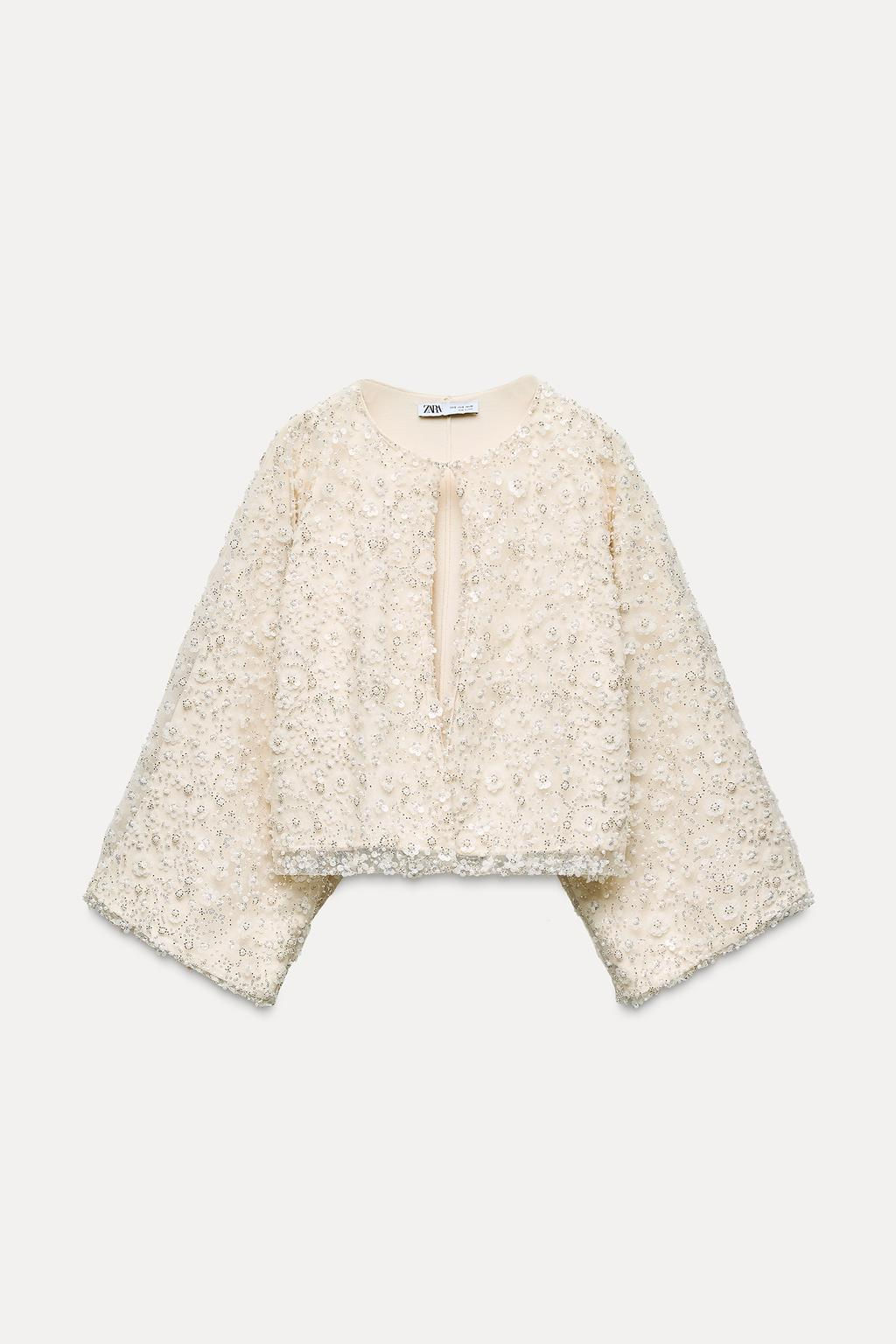 SEQUINNED BEADED CARDIGAN - Zara фото 7