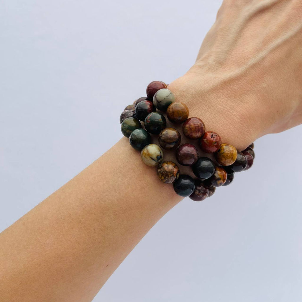 Бусины для украшений из Яшмы "Пикассо" (35 бусин) 37 см