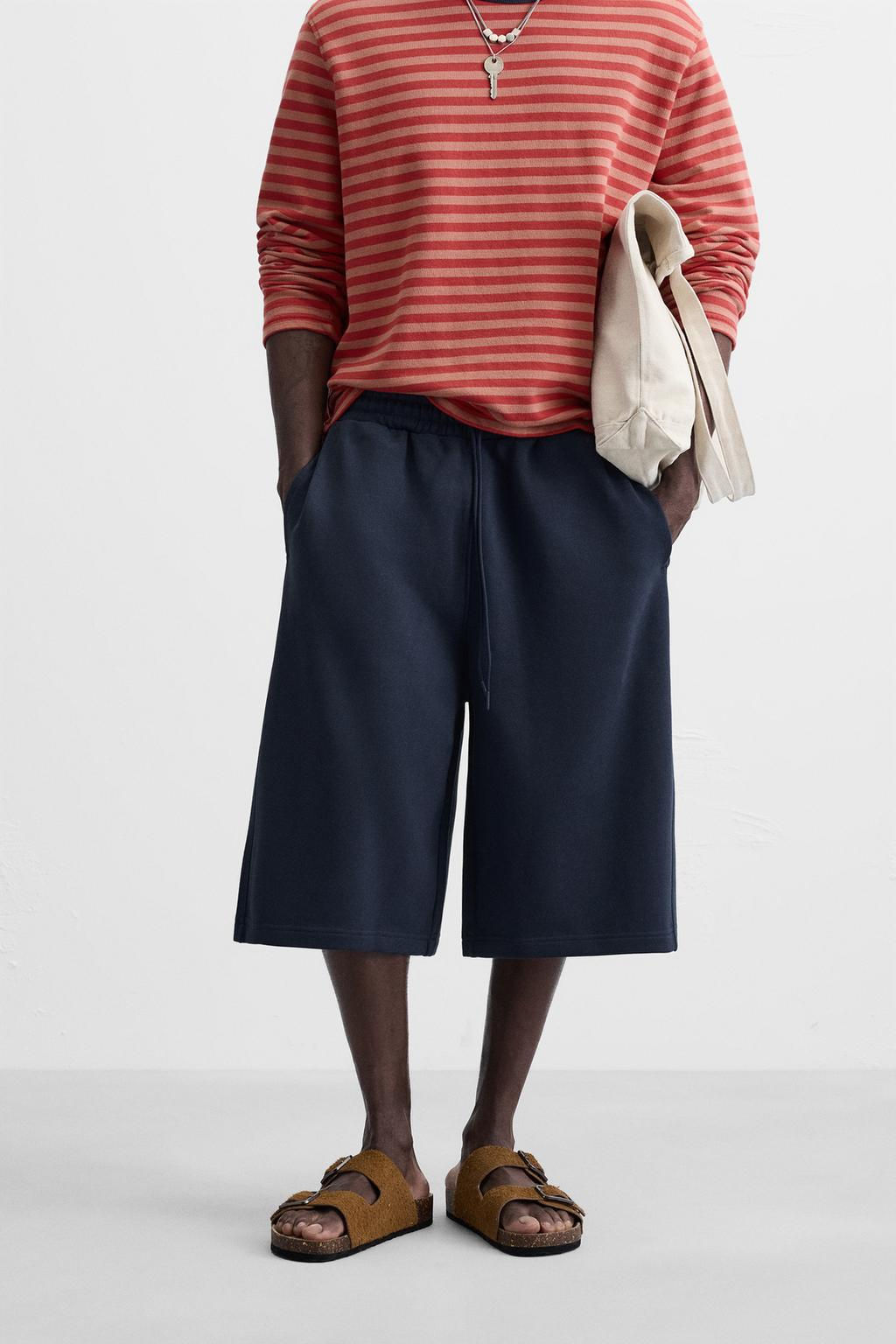 OVERSIZED FIT NY EMBROIDERED JOGGER BERMUDA SHORTS - Zara фото 2