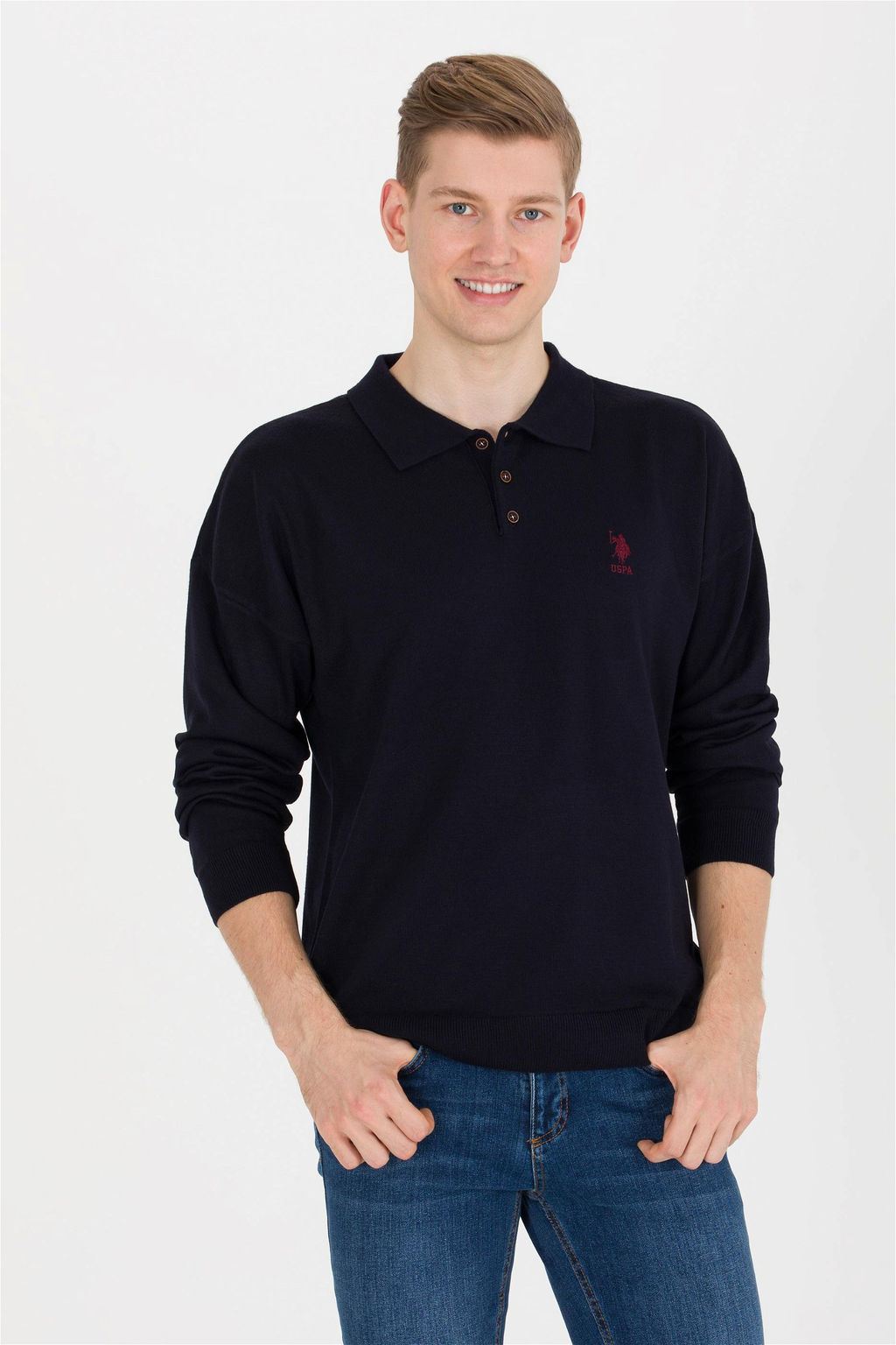 U. S. Polo Assn Мужской темно-синий трикотаж с воротником-поло - U.s. polo assn фото 10