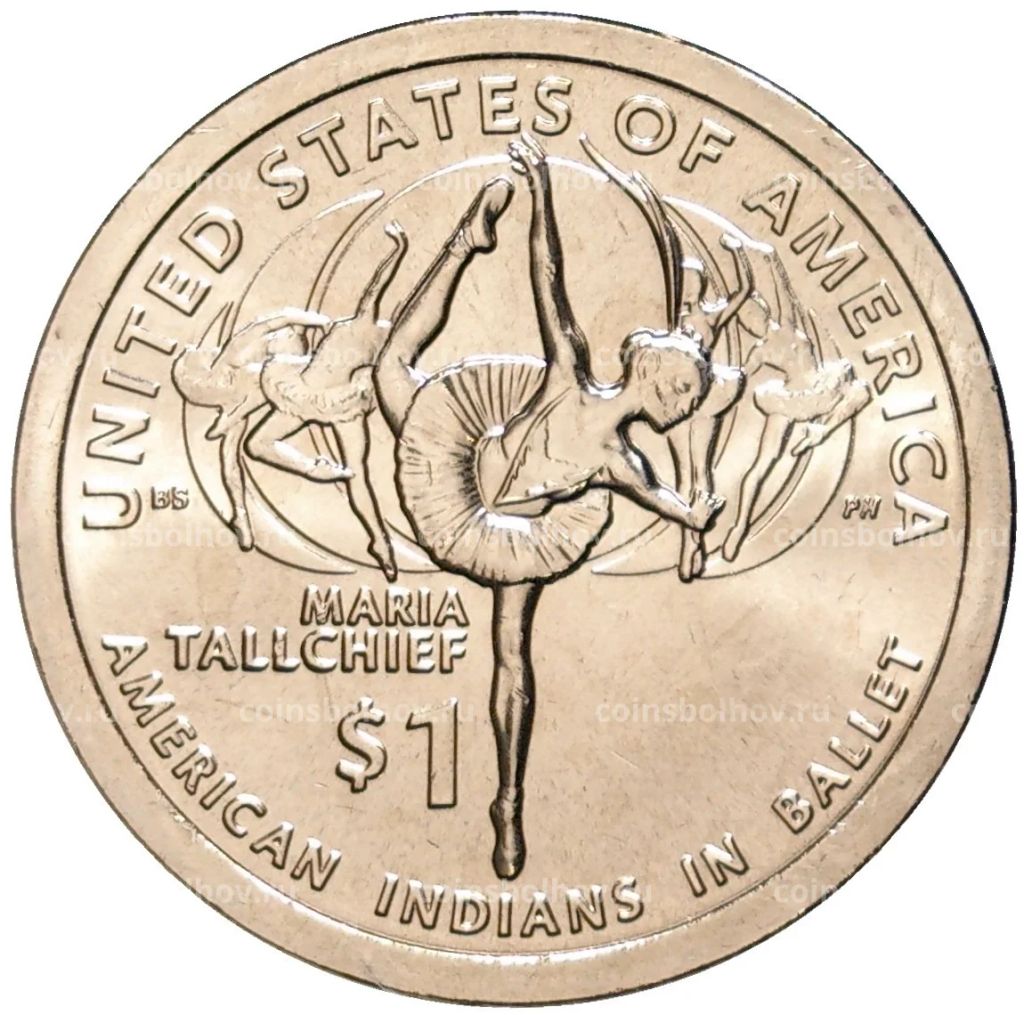 Монета 1 доллар 2023 года D США Коренные Американцы Мария Толчиф и американские индейцы в балете