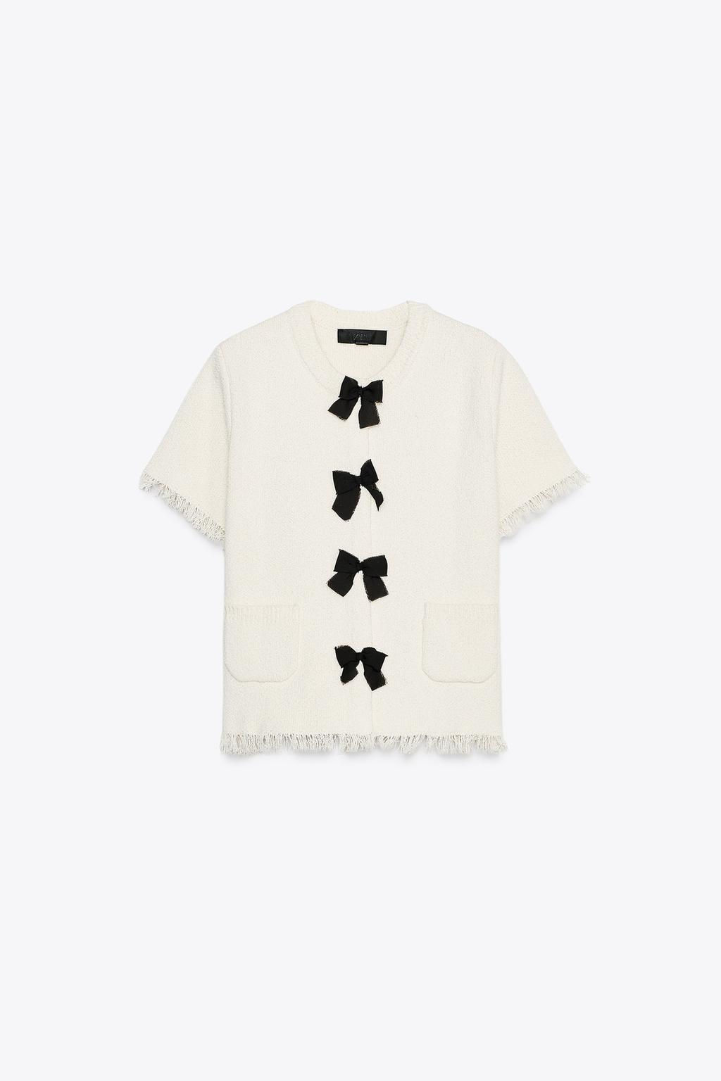 KNIT JACKET WITH TIES AND FRAYED TRIMS - Zara фото 3