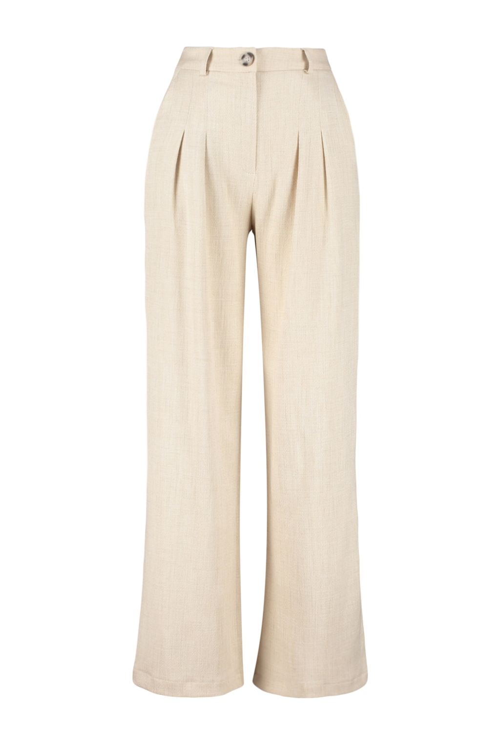 TRENDYOLMILLA Ekru Keten Gorunumlu Wide Leg/Genis Paca Dokuma Pantolon TWOSS23PL00269  фото 6