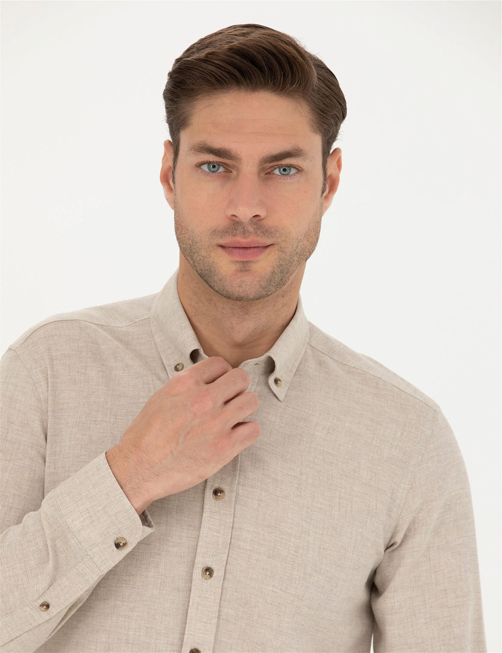 Bej Slim Fit Uzun Kollu G_mlek - Pierre cardin фото 2
