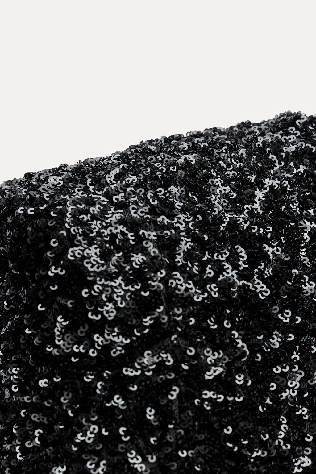 ZW COLLECTION SEQUINNED DRESS WITH SHOULDER PADS - Zara фото 11