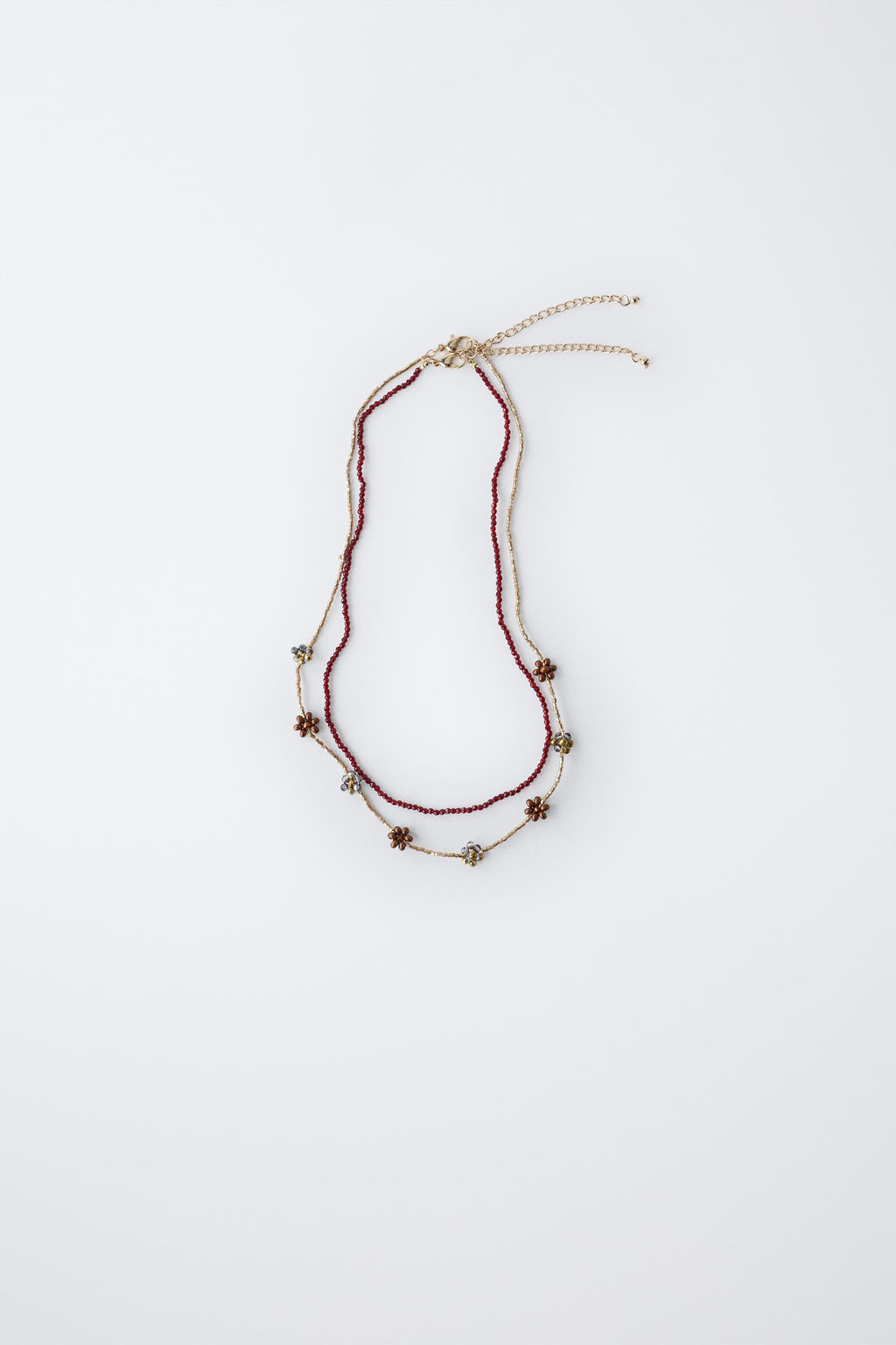 PACK OF TWO BEADED NECKLACES WITH FLOWERS
