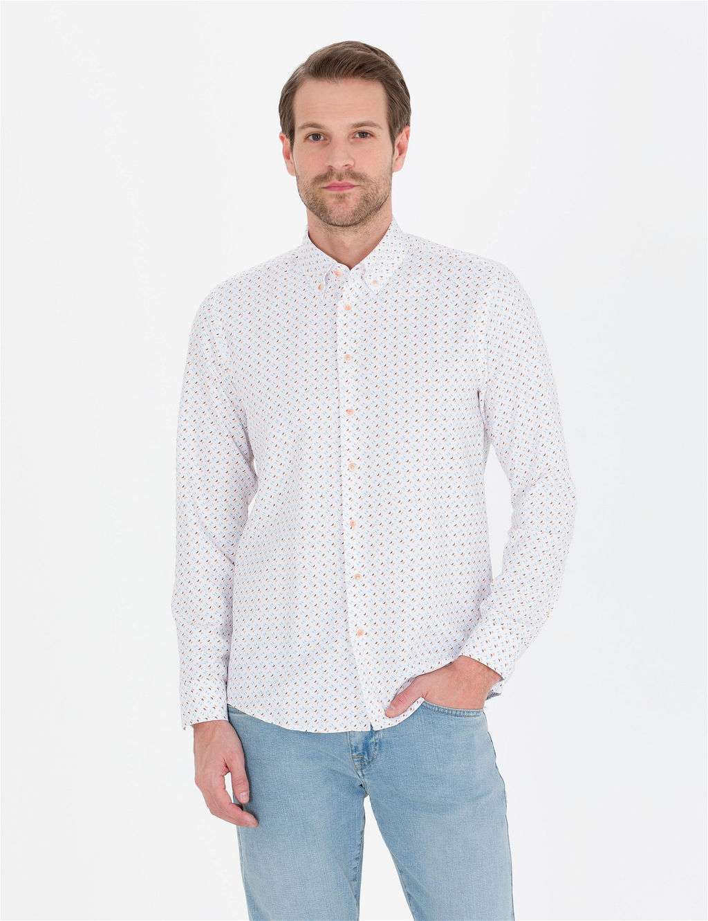 Pembe Slim Fit Uzun Kollu G_mlek