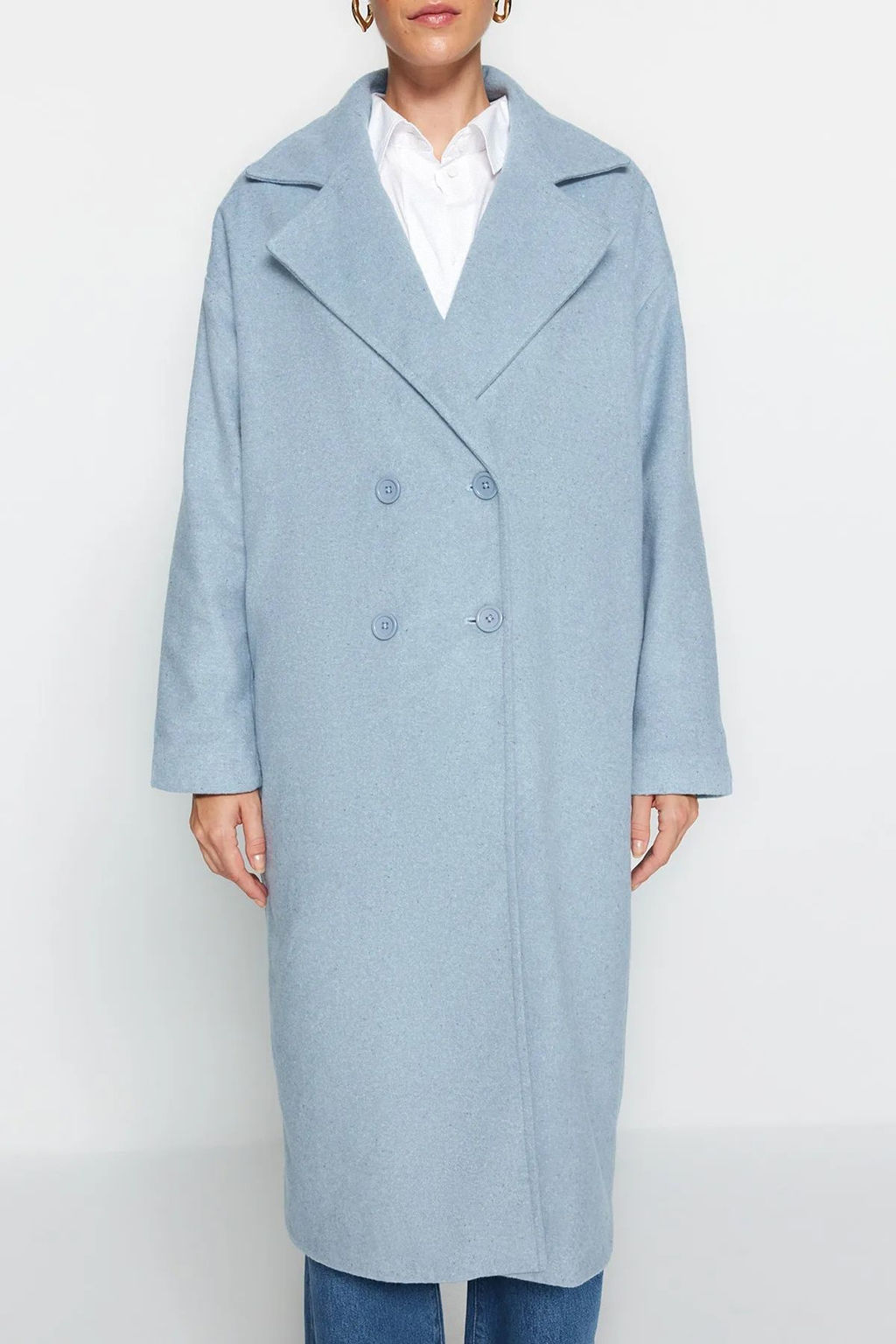 Mavi Oversize Genis Kesim Uzun Yunlu Kase Kaban TWOAW21KB0038