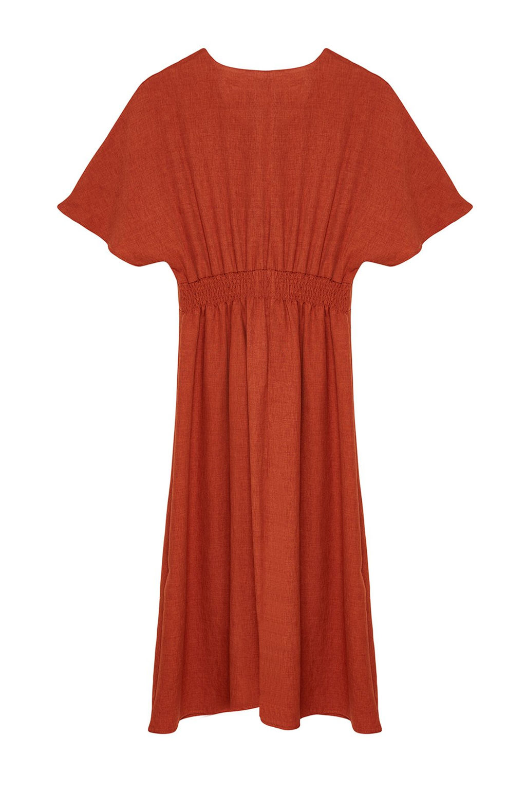 Kahverengi Kusakl? A Kesim/Can Form Midi Dokuma Elbise TWOSS23EL01543