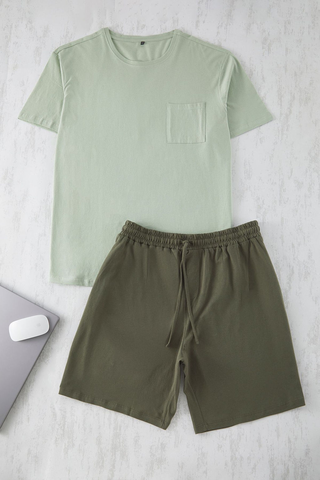TRENDYOL MAN Siyah Gri Regular Fit Orme Sortlu Buyuk Beden Pijama Tak?m? TMNSS25AI00007 - Trendyolmilla фото 2
