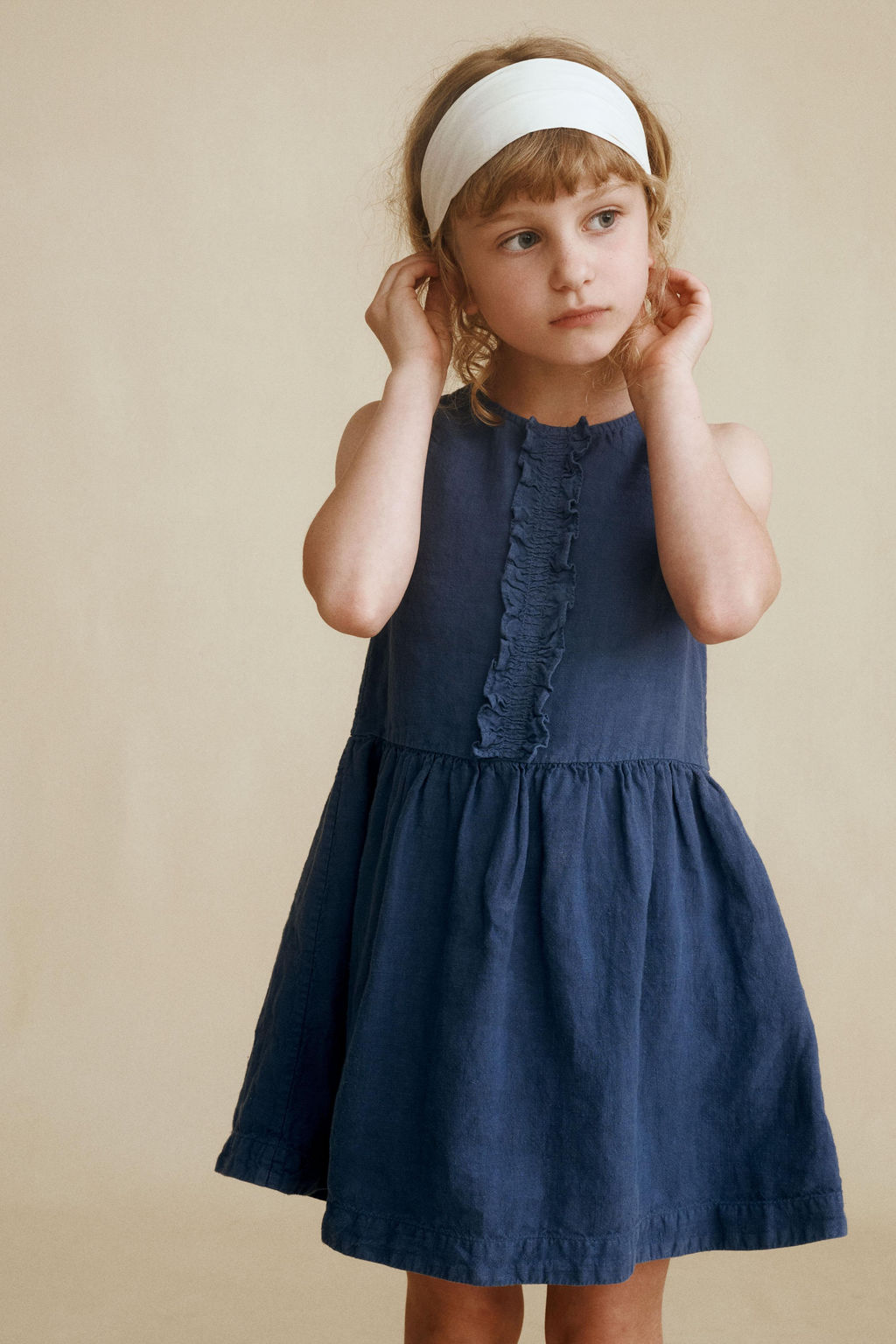 VESTIDO 100% LINO CREATED BY CARAMEL LONDON X ZARA / Azul?n  фото 5