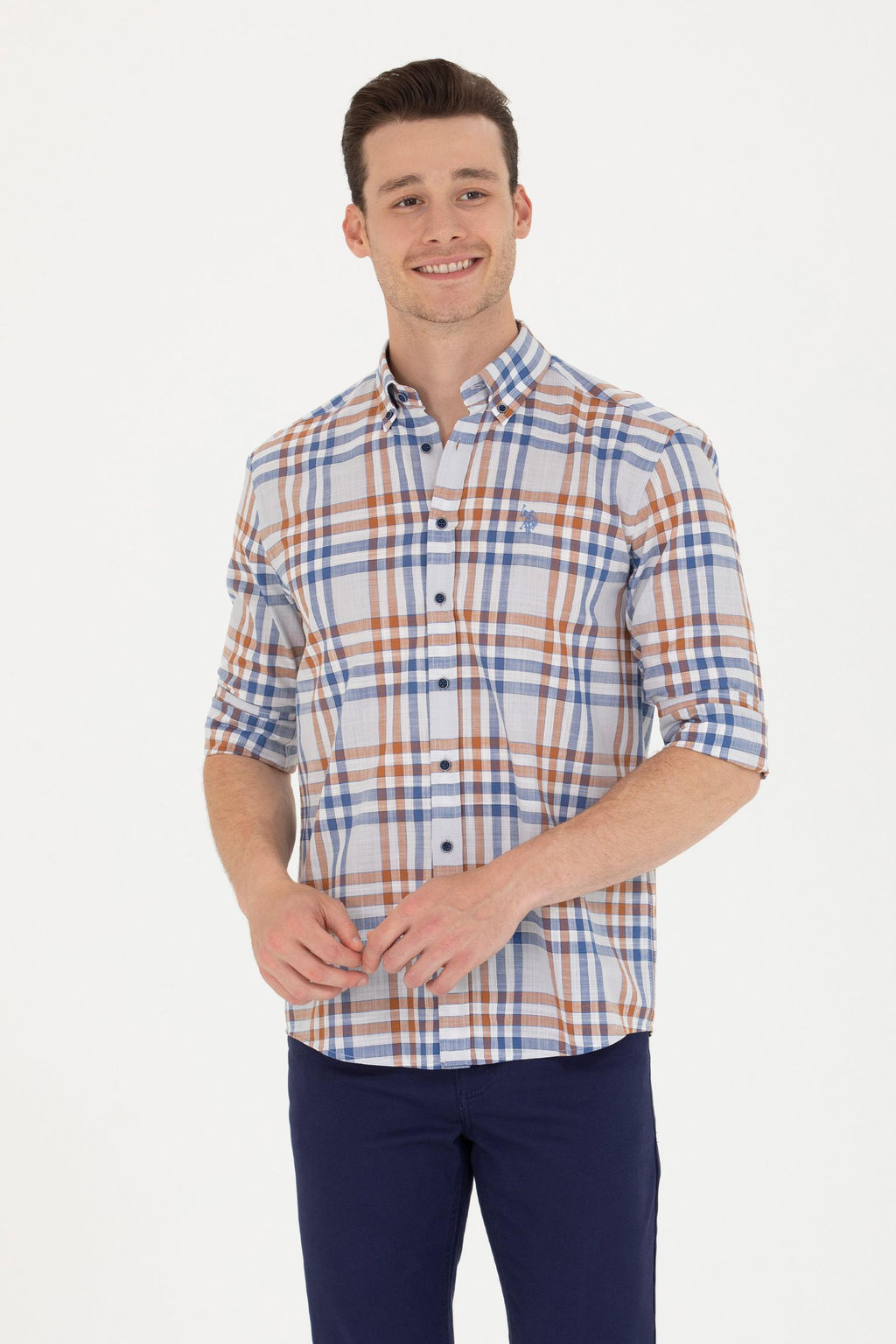 U. S. Polo Assn Мужская рубашка в клетку с камнем - U.s. polo assn фото 3