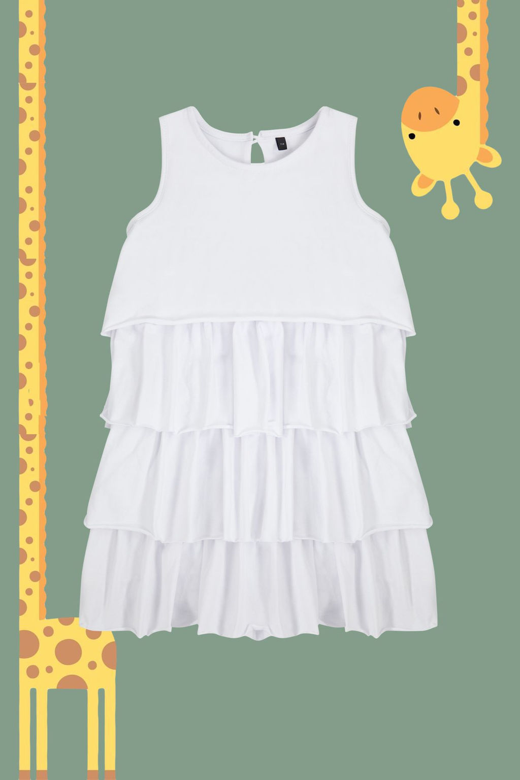Beyaz K?z Cocuk F?rf?rl? Pamuklu Kolsuz Bisiklet Yaka Bayraml?k Orme Elbise TKDSS24EL00001 - Trendyolmilla фото 3