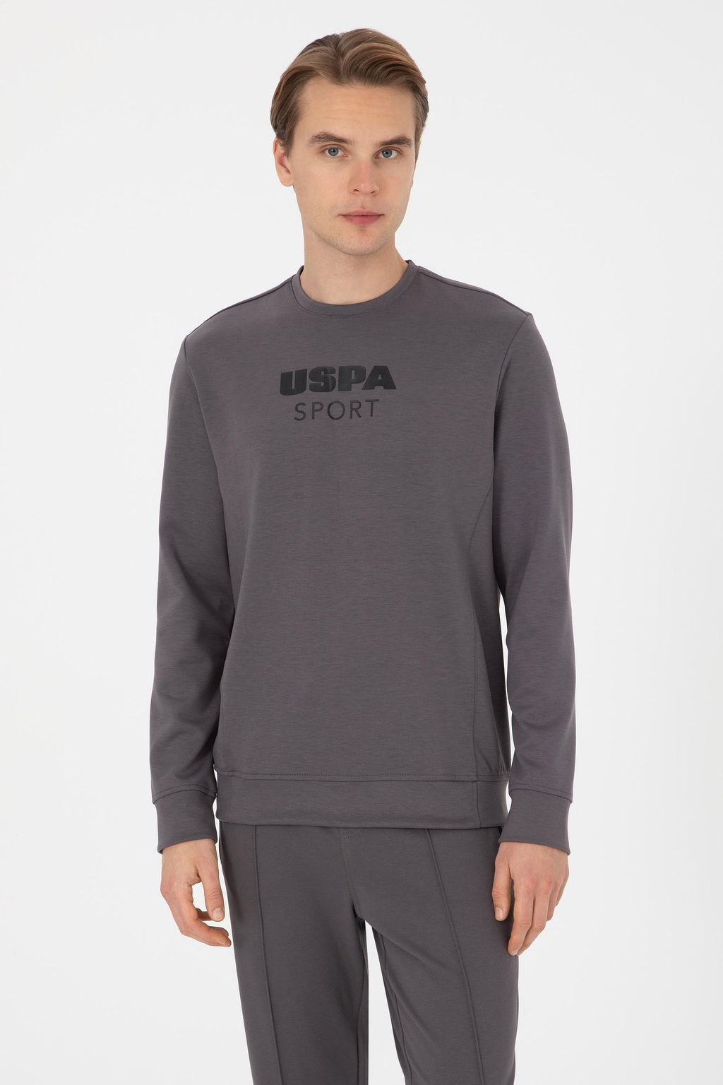 Erkek Regular Fit Bisiklet Yaka Gri Sweatshirt